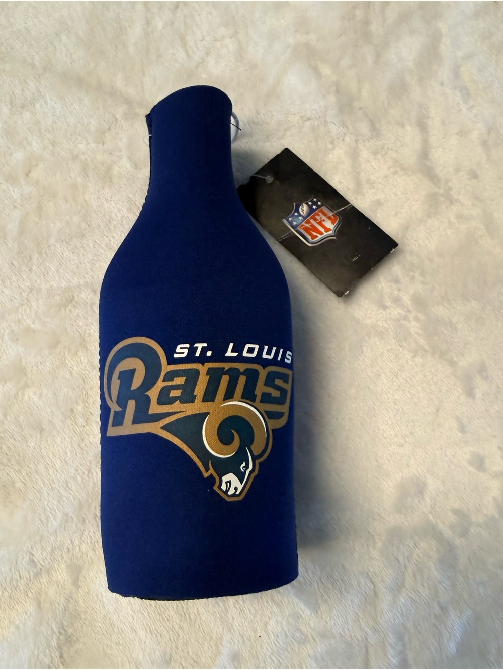 St . Louis RAMS NEOPRENE BOTTLE ZIPPER BEER COOLER KOOZIE INSULATION